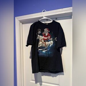 Black Santa Cat Riding Unicorn Women's Tee